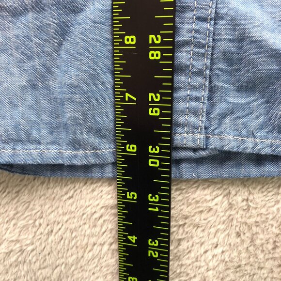 Essentials Mens Shirt Size XL Chambray Long Sleeve Button Up Casual Blue - Picture 4 of 12